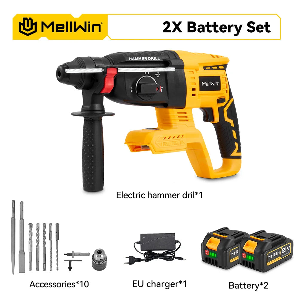 MELLWIN 26MM Brushless Electric Hammer Drill 1680W