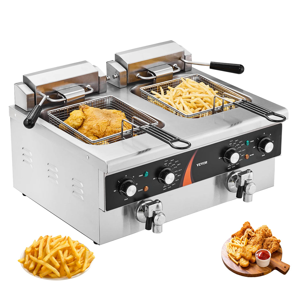 2 x 9QT Commercial Deep Fryer Dual Tank Electric