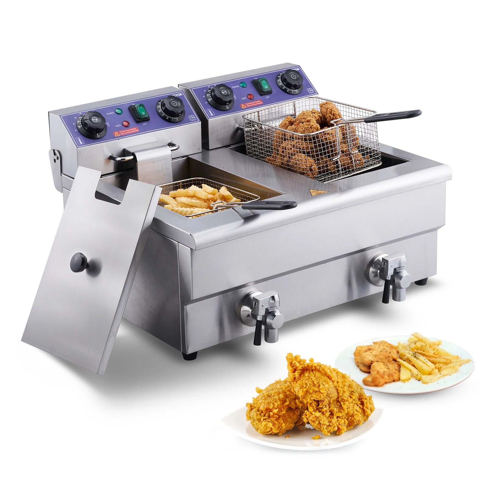 Commercial Electric Deep Fryer w/Dual Tanks 12L 3000W