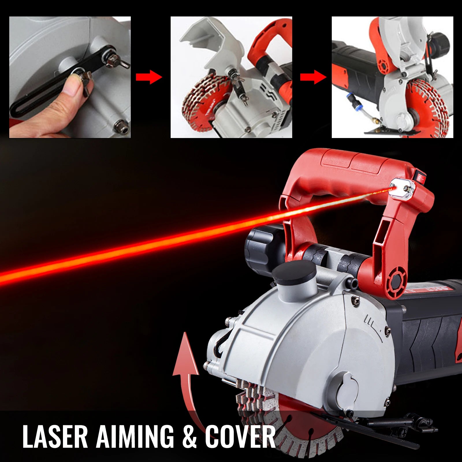 Max 4800W Wall Chaser Concrete Cutter Electric Laser Aiming