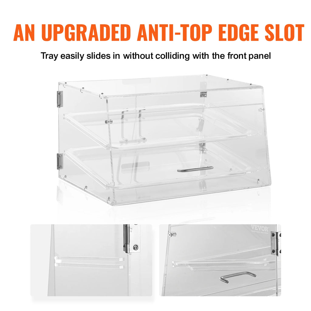 2 Tray Clear Pastry Display Case Acrylic