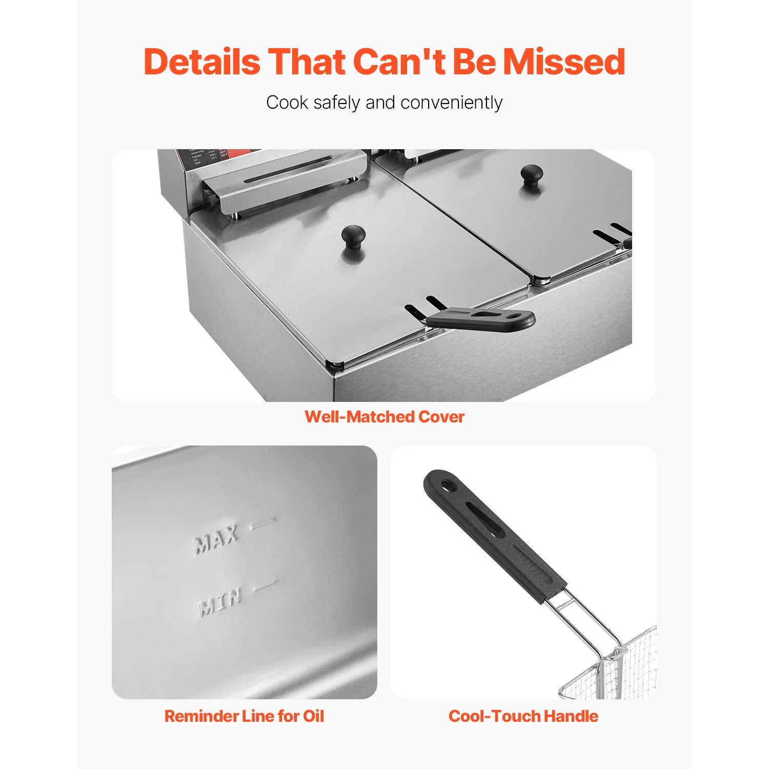 ou Fritadeiras Elétricas de 12L com Tanques Duplos para Restaurante de Fast Food