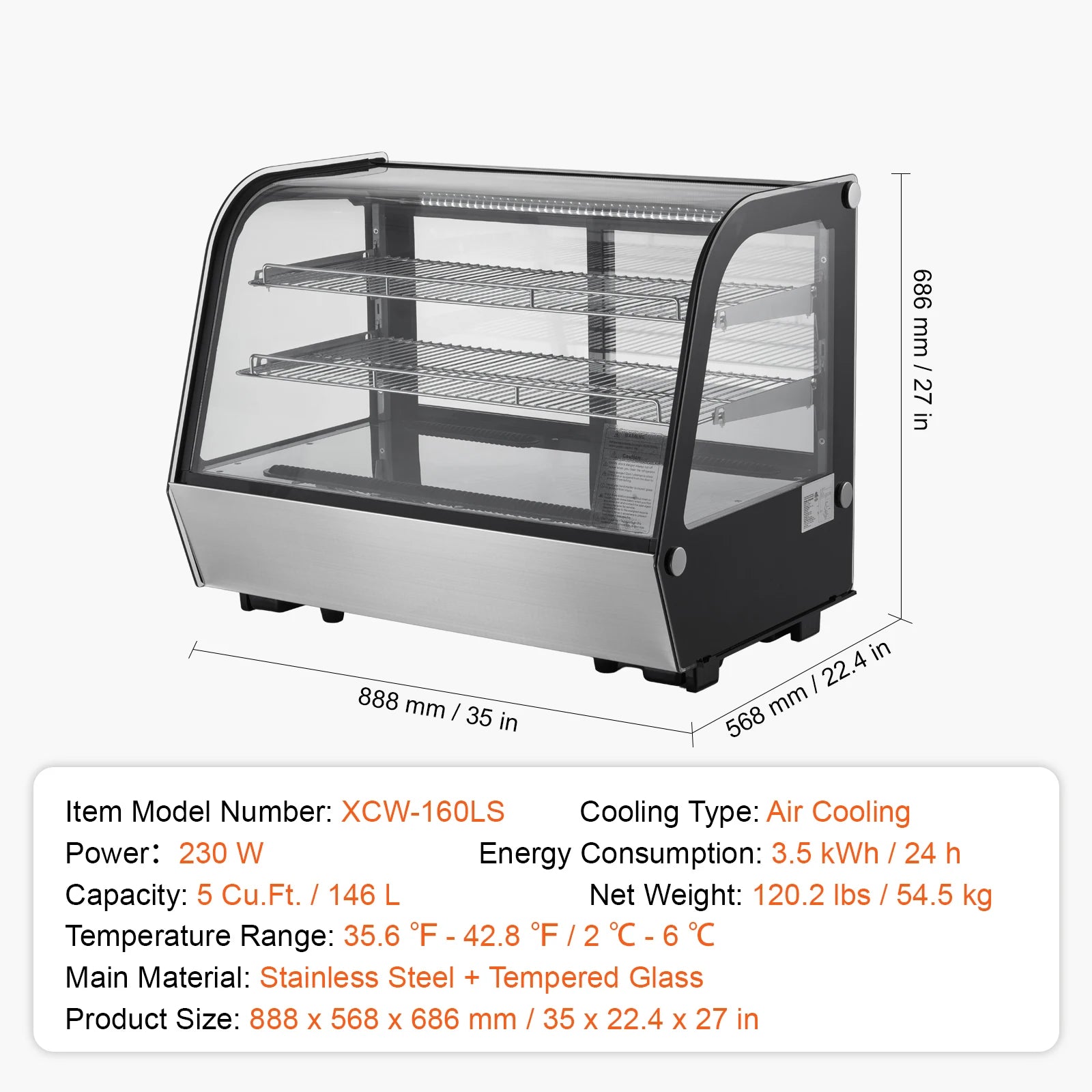 Refrigerated Display Case Large Commercial Pastry Display