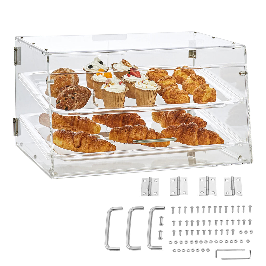 2 Tray Clear Pastry Display Case Acrylic