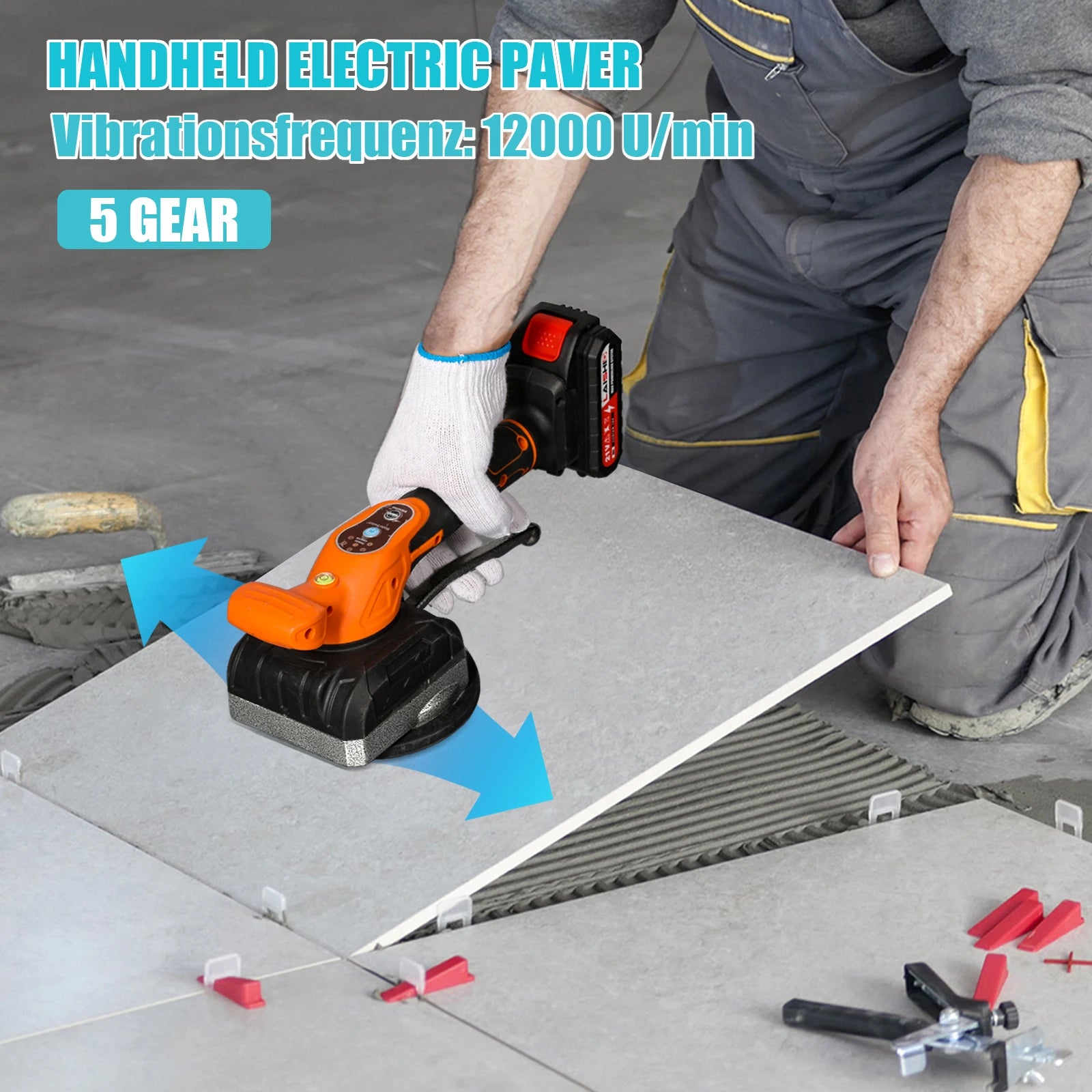 Máquina elétrica para assentamento de azulejos sem fio com ventosa