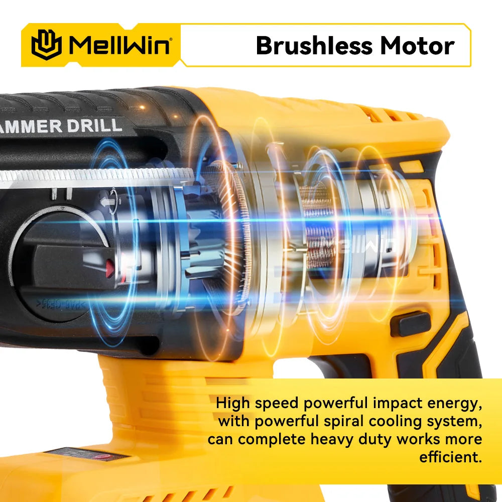 MELLWIN 26MM Brushless Electric Hammer Drill 1680W