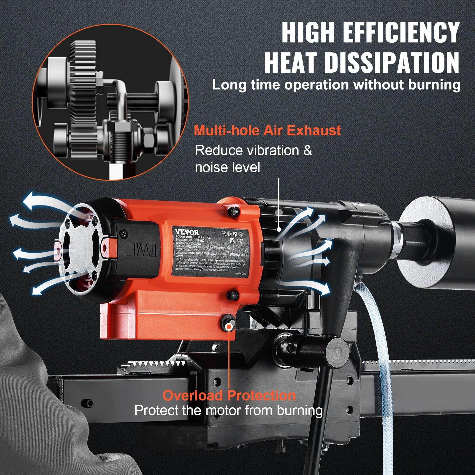 3200W 750RPM Wet/Dry Diamond Core Drill Machine Concrete Drill Rig