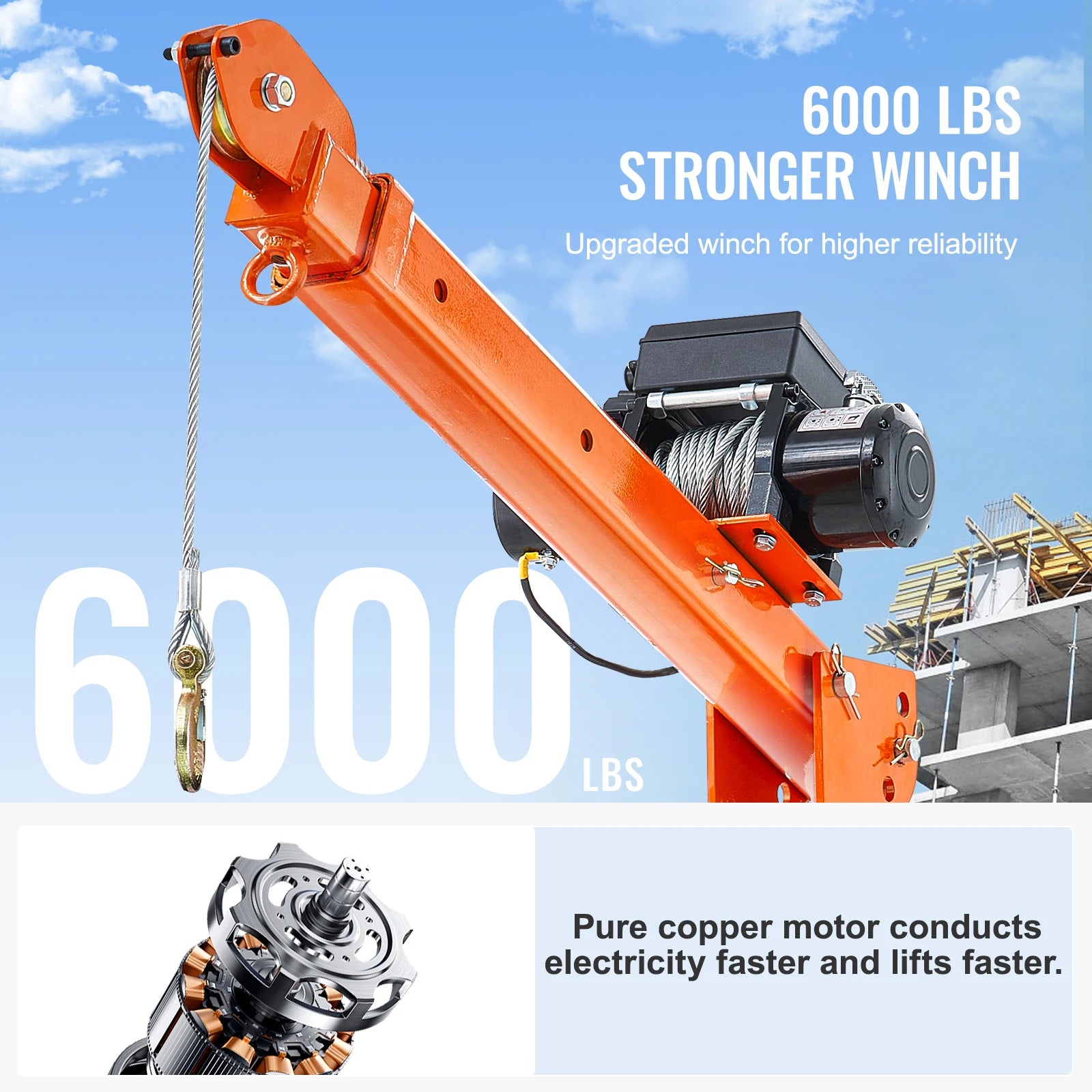 2200lbs Electric Hoist Truck Crane 360° with 6000 lbs Electric