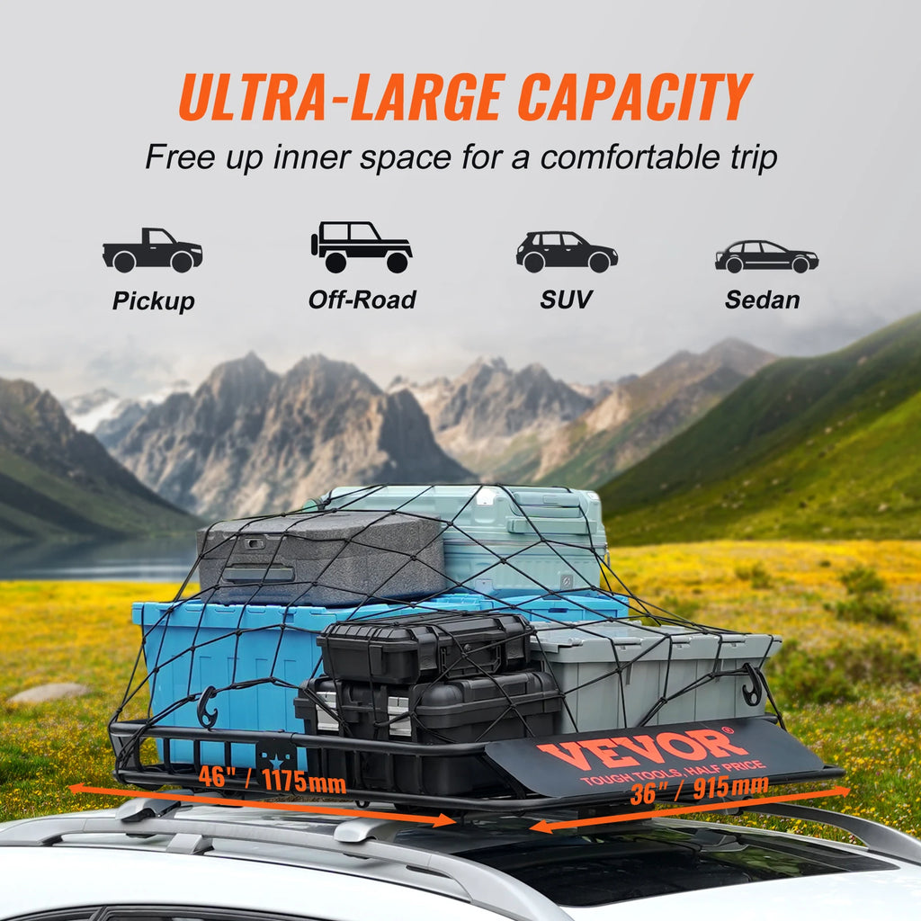Rooftop Cargo Carrier Heavy-Duty 200 LBS Capacity for SUV Truck Vehicle