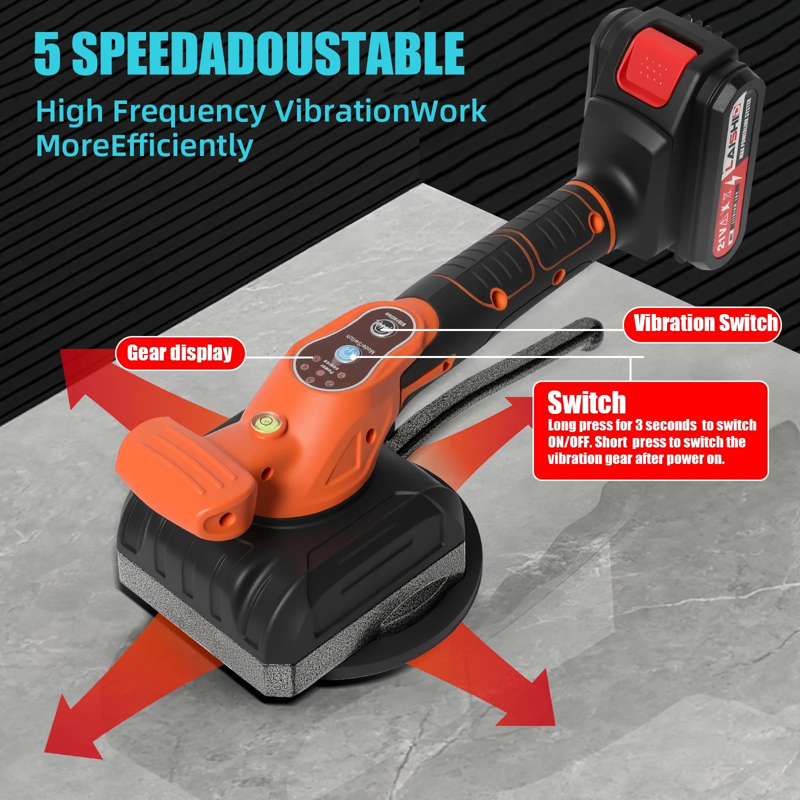 Máquina elétrica para assentamento de azulejos sem fio com ventosa