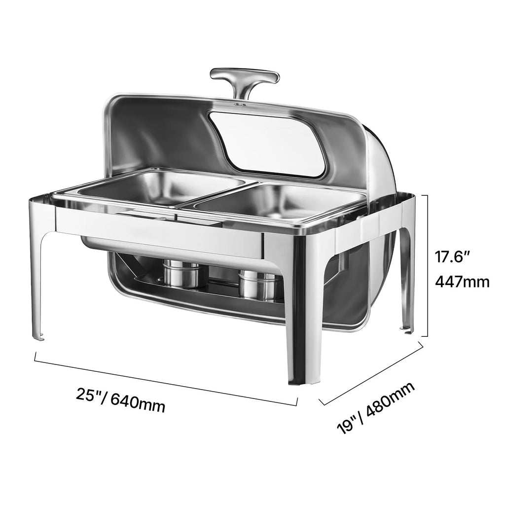 9Qt Roll Top Chafing Dish Buffet Stainless