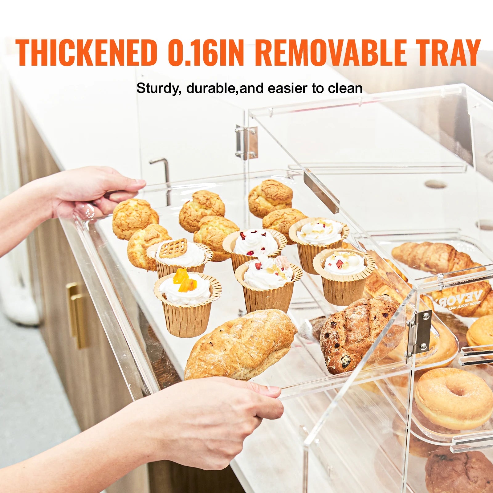 2 Tray Clear Pastry Display Case Acrylic