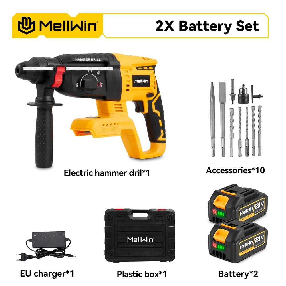 MELLWIN 26MM Brushless Electric Hammer Drill 1680W