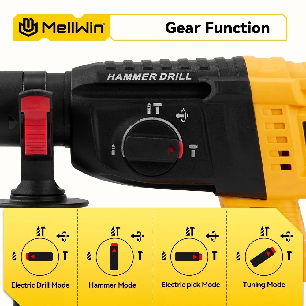 MELLWIN 26MM Brushless Electric Hammer Drill 1680W