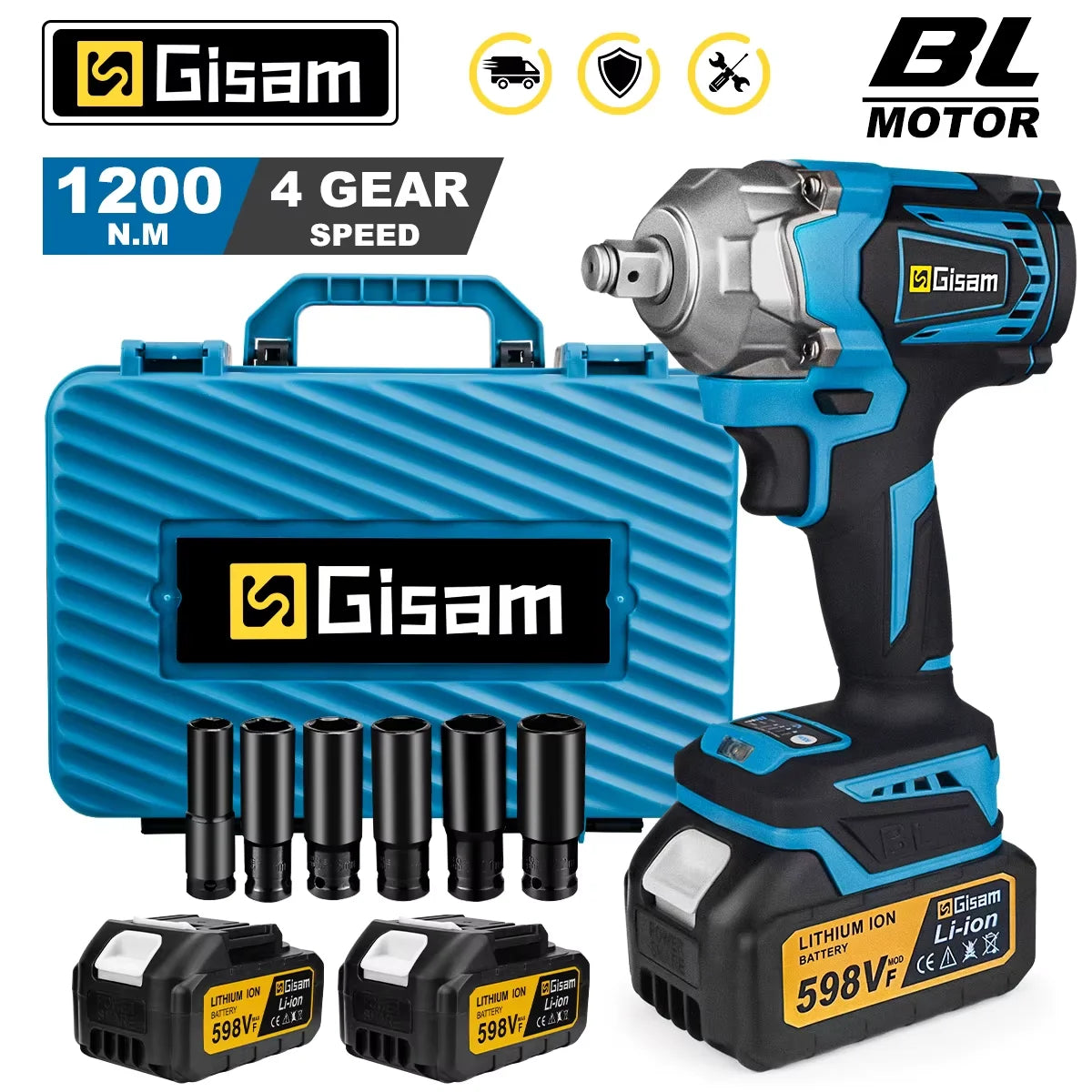 Gisam 1200N.M Torque Brushless Electric Impact