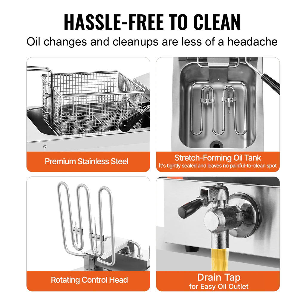 2 x 9QT Commercial Deep Fryer Dual Tank Electric