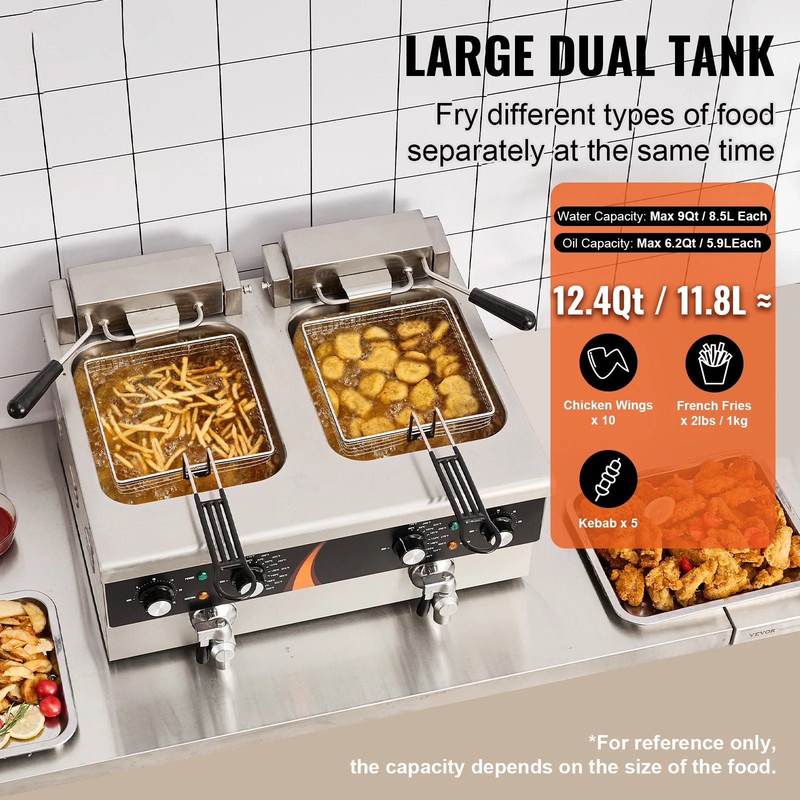 2 x 9QT Commercial Deep Fryer Dual Tank Electric