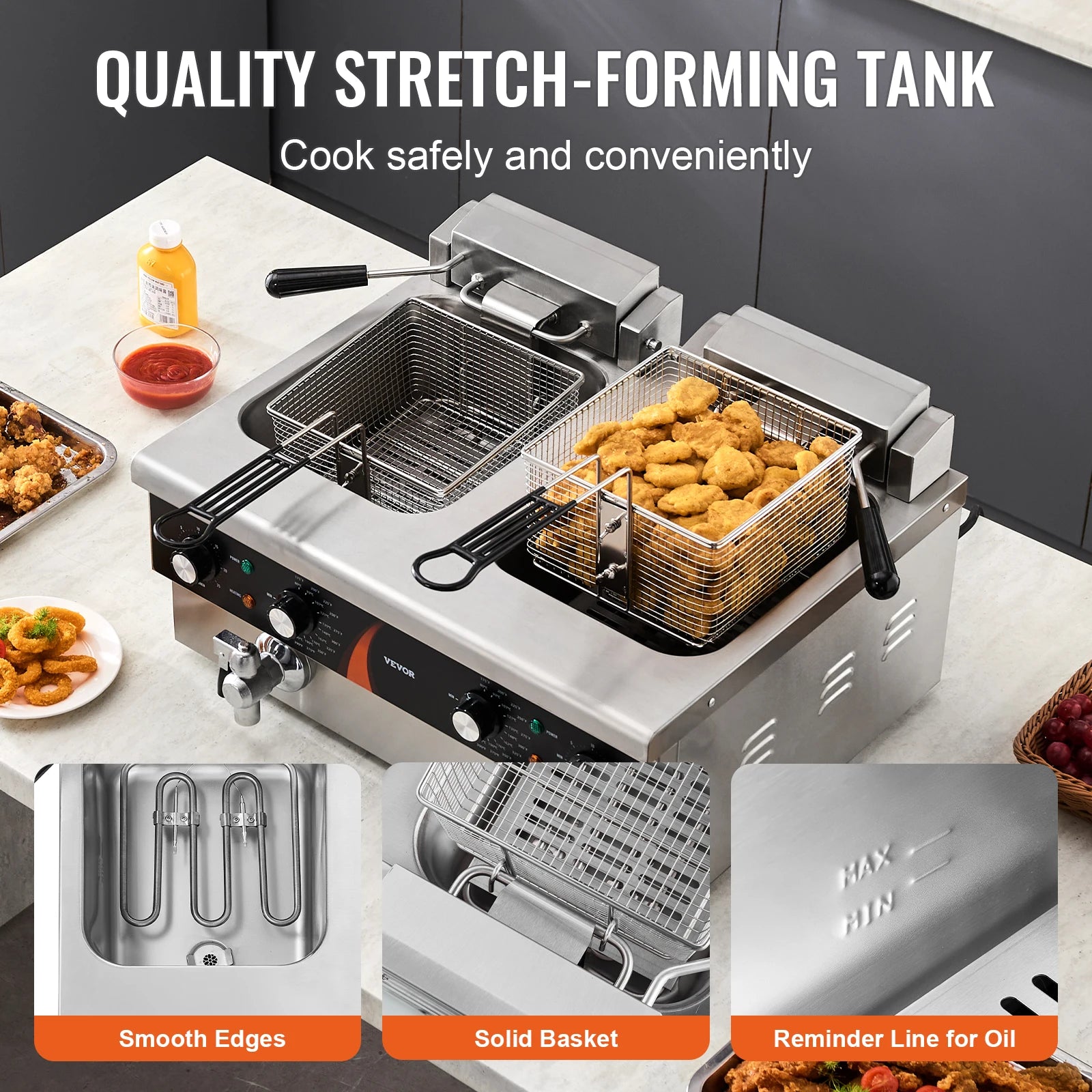 2 x 9QT Commercial Deep Fryer Dual Tank Electric
