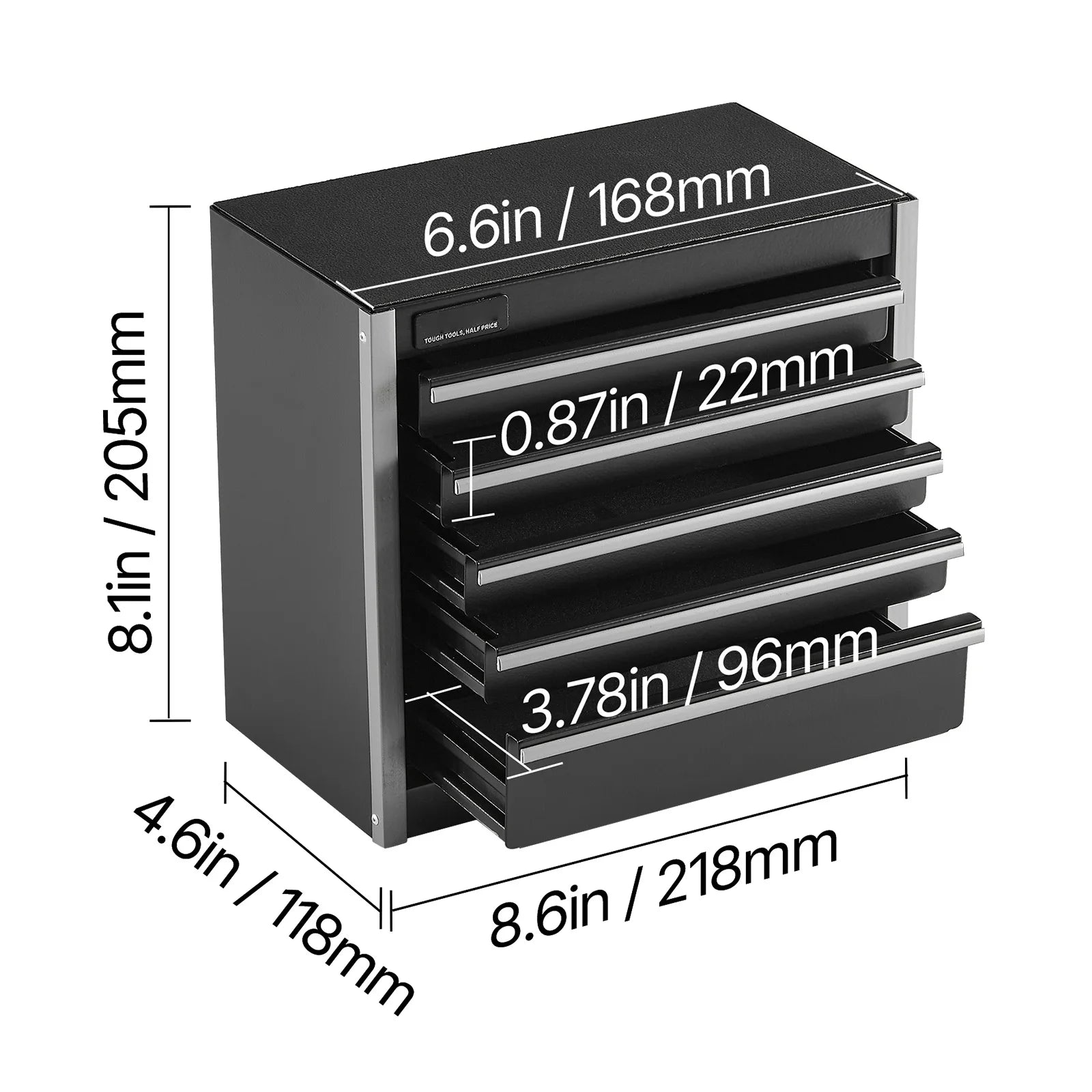 Caixa de ferramentas de metal de 21,8 cm