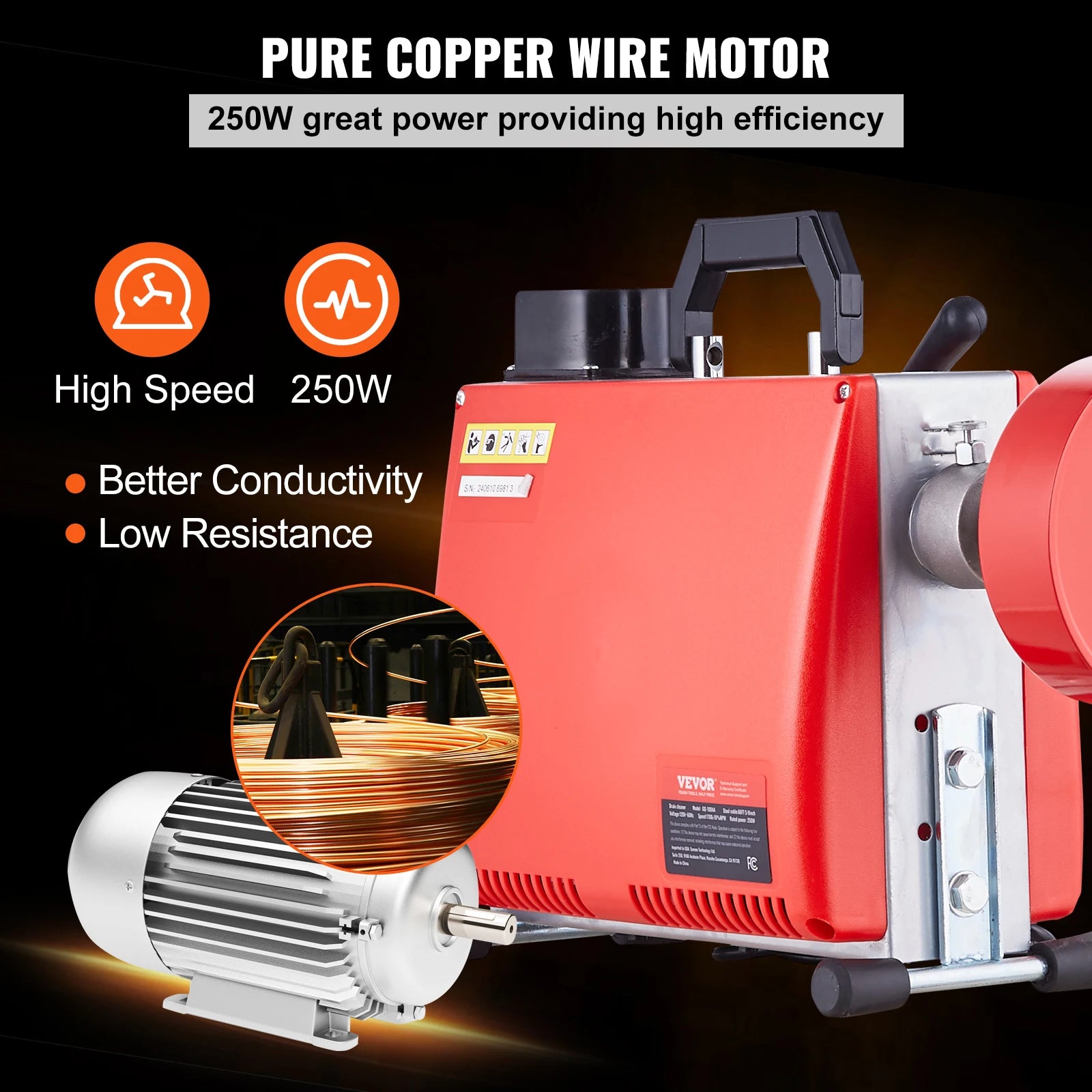 Drain Cleaner Machine 250W Electric