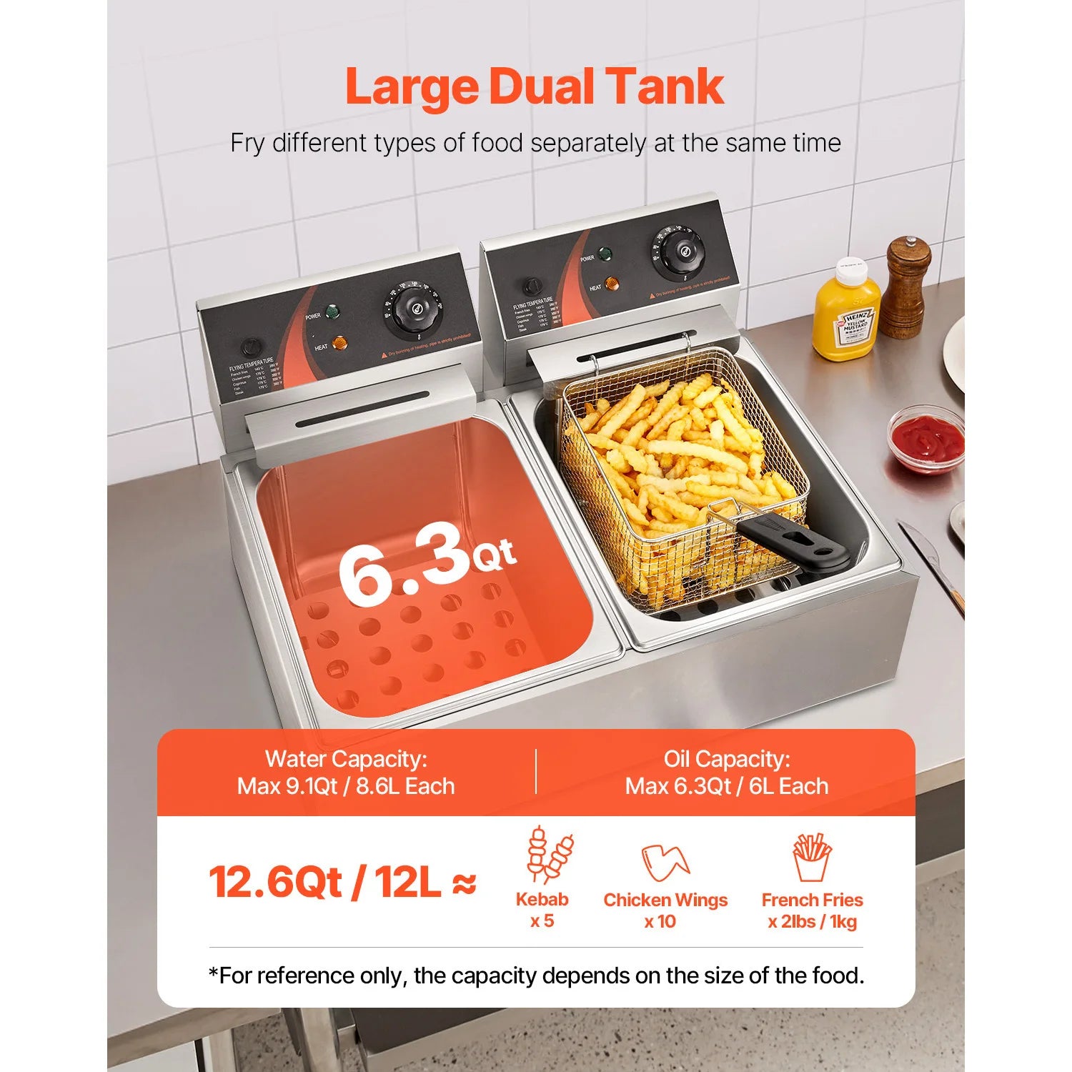 ou Fritadeiras Elétricas de 12L com Tanques Duplos para Restaurante de Fast Food