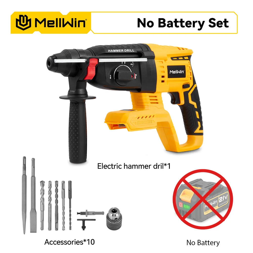 MELLWIN 26MM Brushless Electric Hammer Drill 1680W