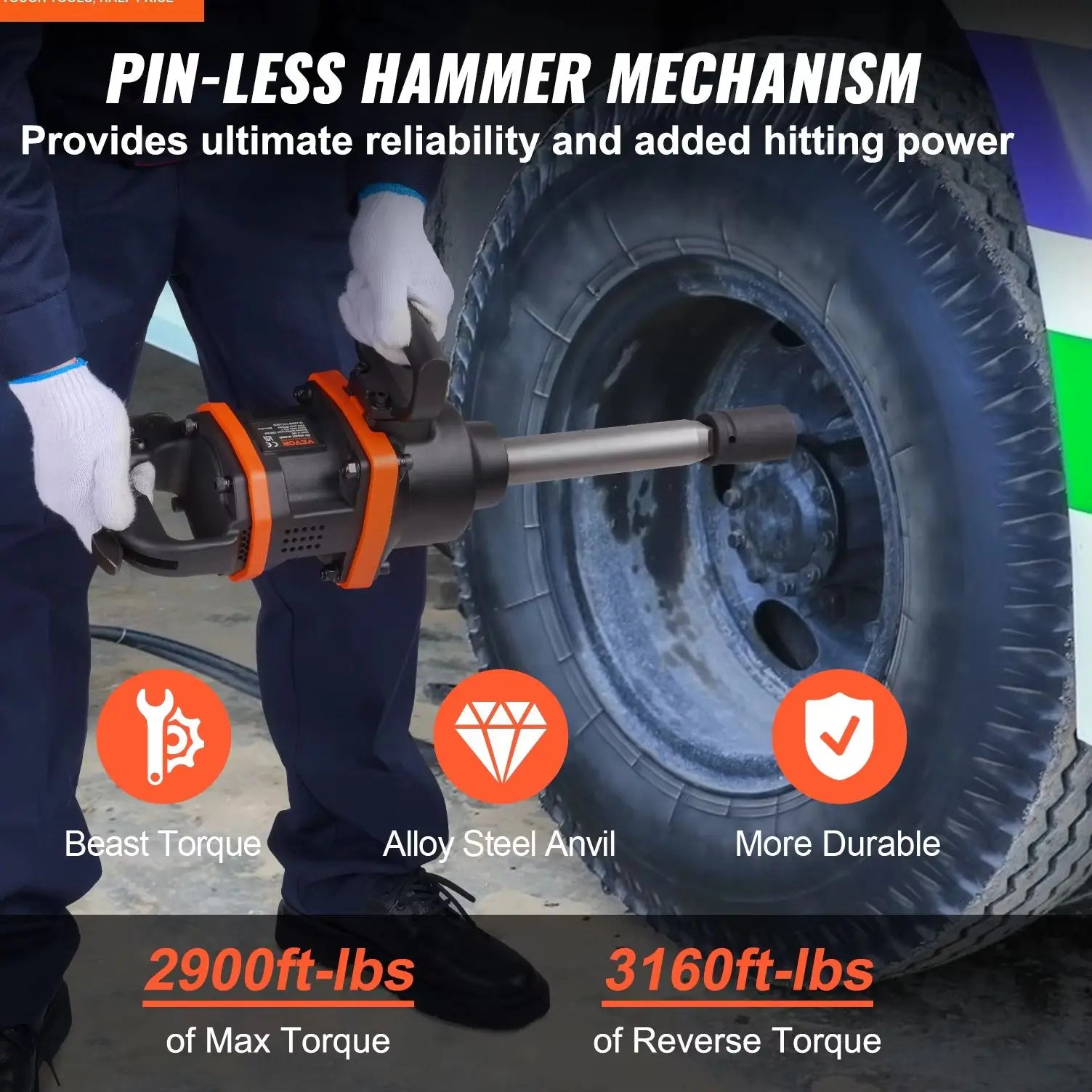 1Inch Air Impact Wrench Impact Gun Up to 3160ft-lbs