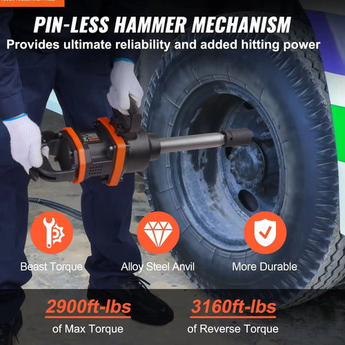Chave de Impacto Pneumática de 1 polegada com Força de até 3160ft-lbs