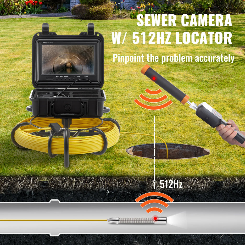 Sewer Camera with Adjustable LED and 16 GB SD Card