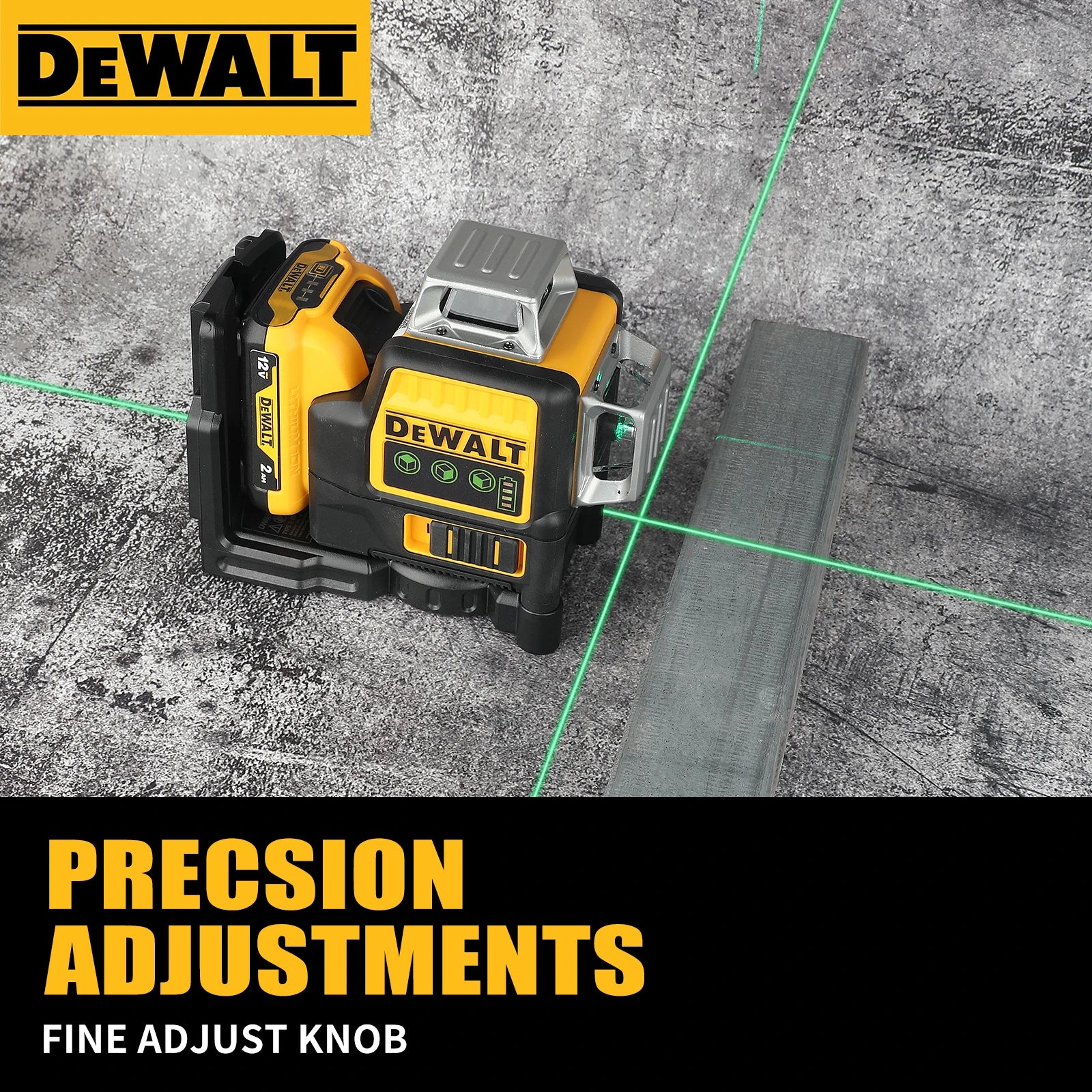 DeWalt DW089LG 12 - Line 3 - Side 360° All - Around Green - Light Laser Level