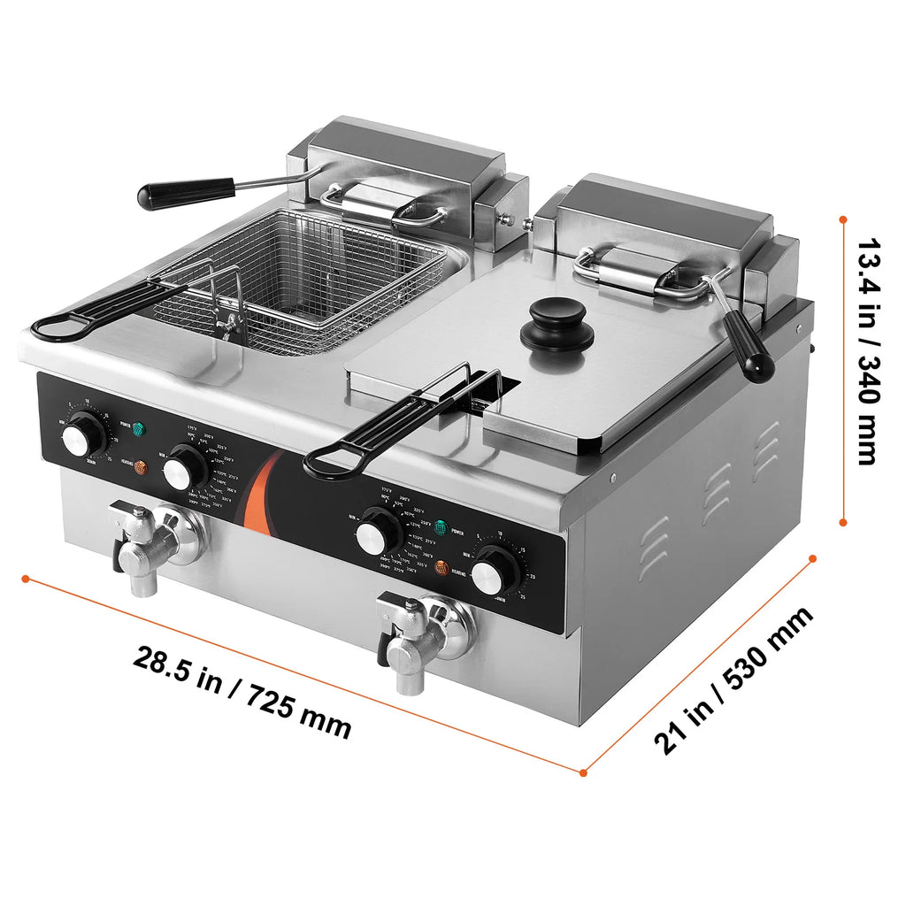 2 x 9QT Commercial Deep Fryer Dual Tank Electric