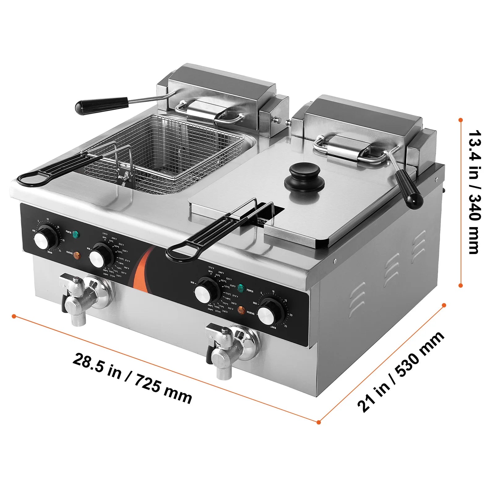 2 x 9QT Commercial Deep Fryer Dual Tank Electric
