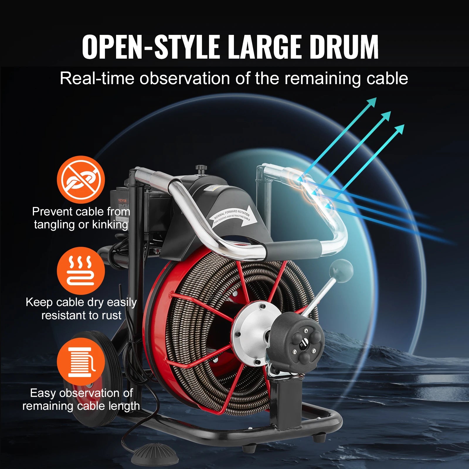 Drain Cleaner Machine 100FT Auto Feed Sewer Snake