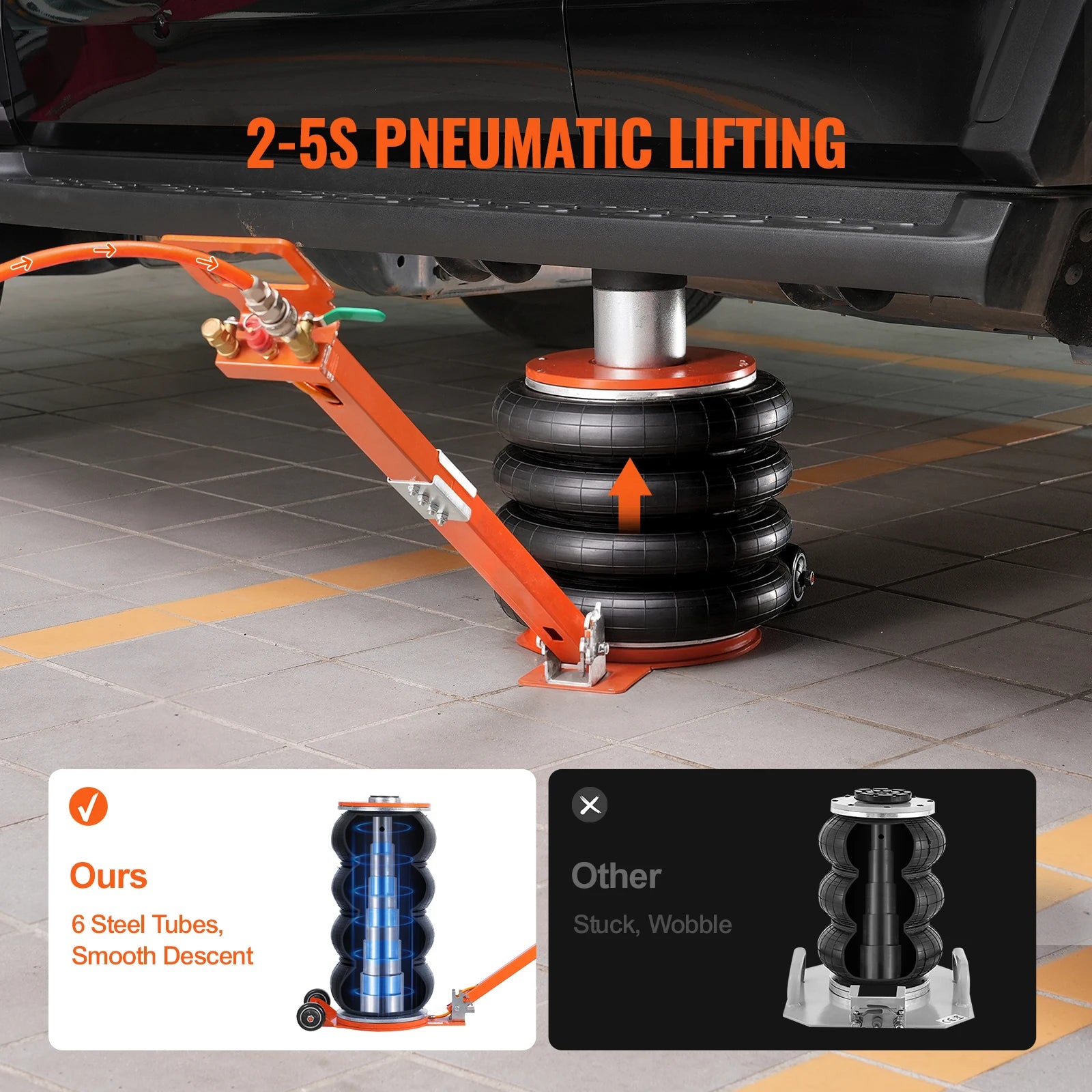 6T Air Jack, 2-5 S Pneumatic Lifting Jack with